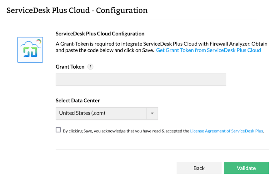 ServiceDesk Plus cloud integration with Firewall Analyzer