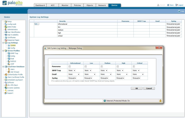 Palo Alto Configuration Screen 1