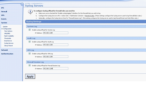 3Com SysLog settings