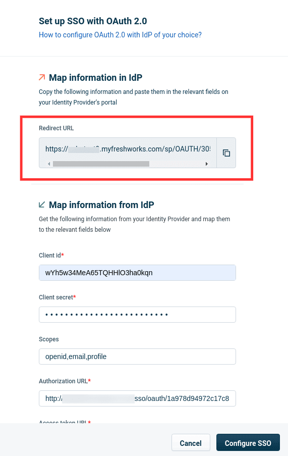 Configuring SSO Redirect URL for Freshdesk in ADSelfService Plus