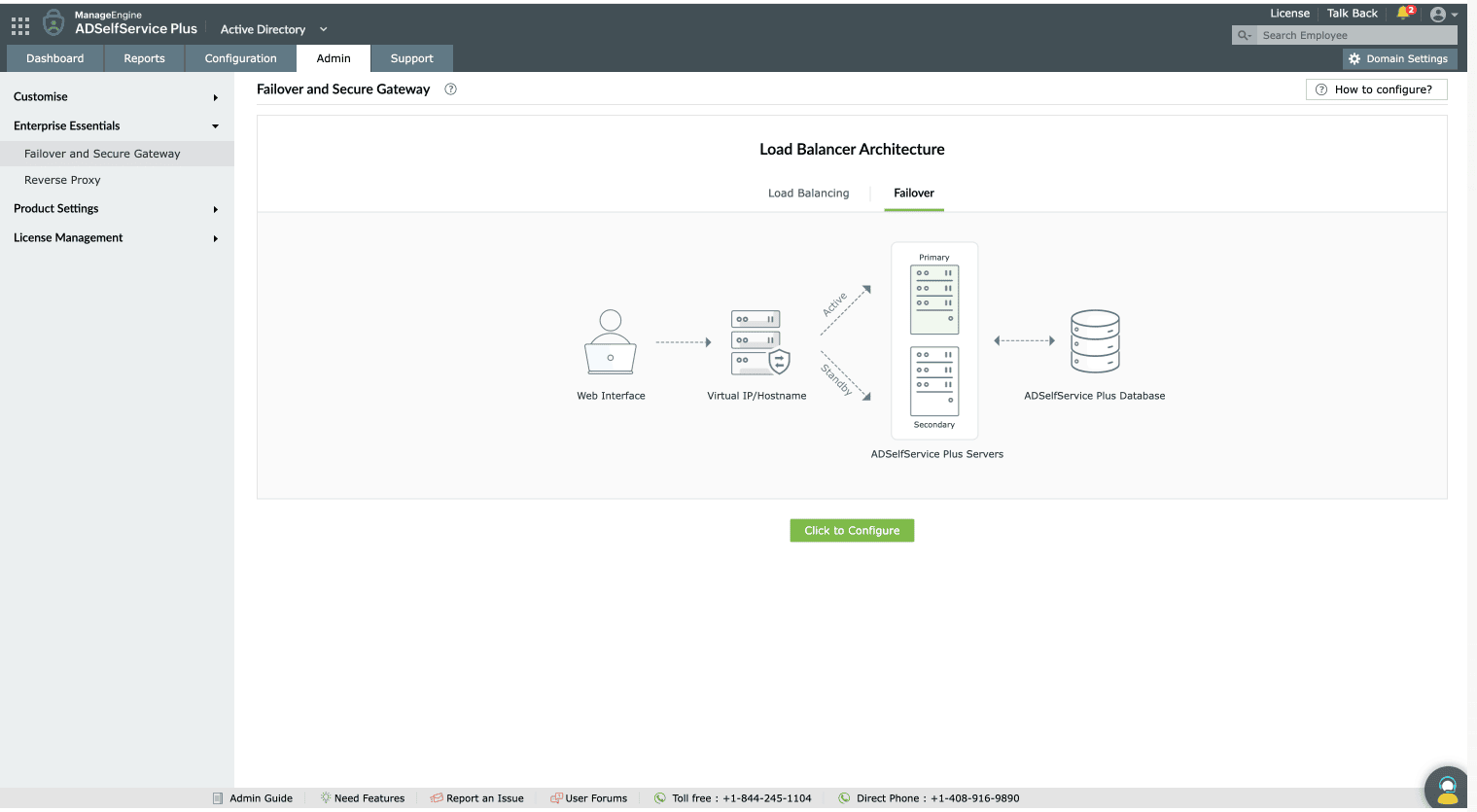 Deploying a failover architecture in ADSelfService Plus.