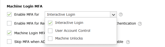 Overview of machine endpoints secured for local user via ADSelfService Plus