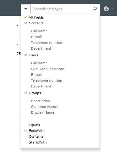 Refining an employee search using field filters and operators