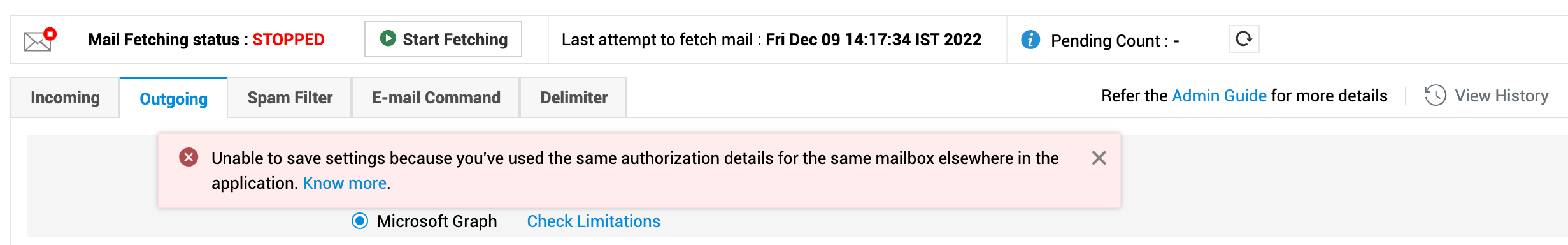 unable to save settings