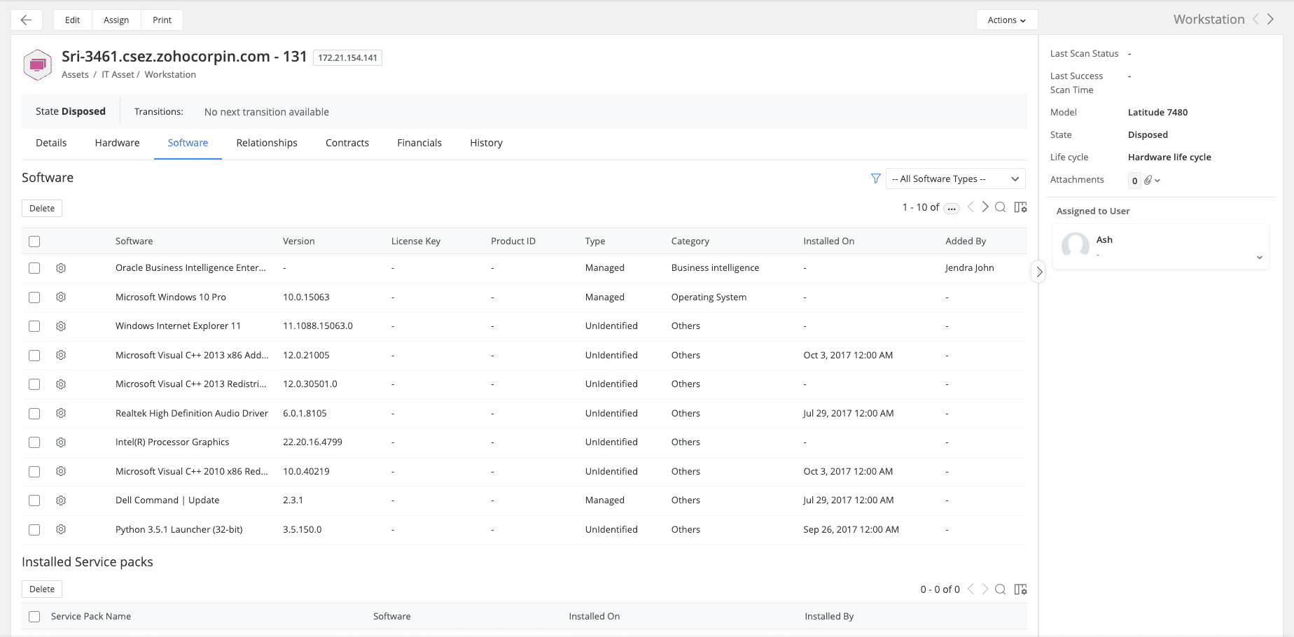 Software asset mapping
