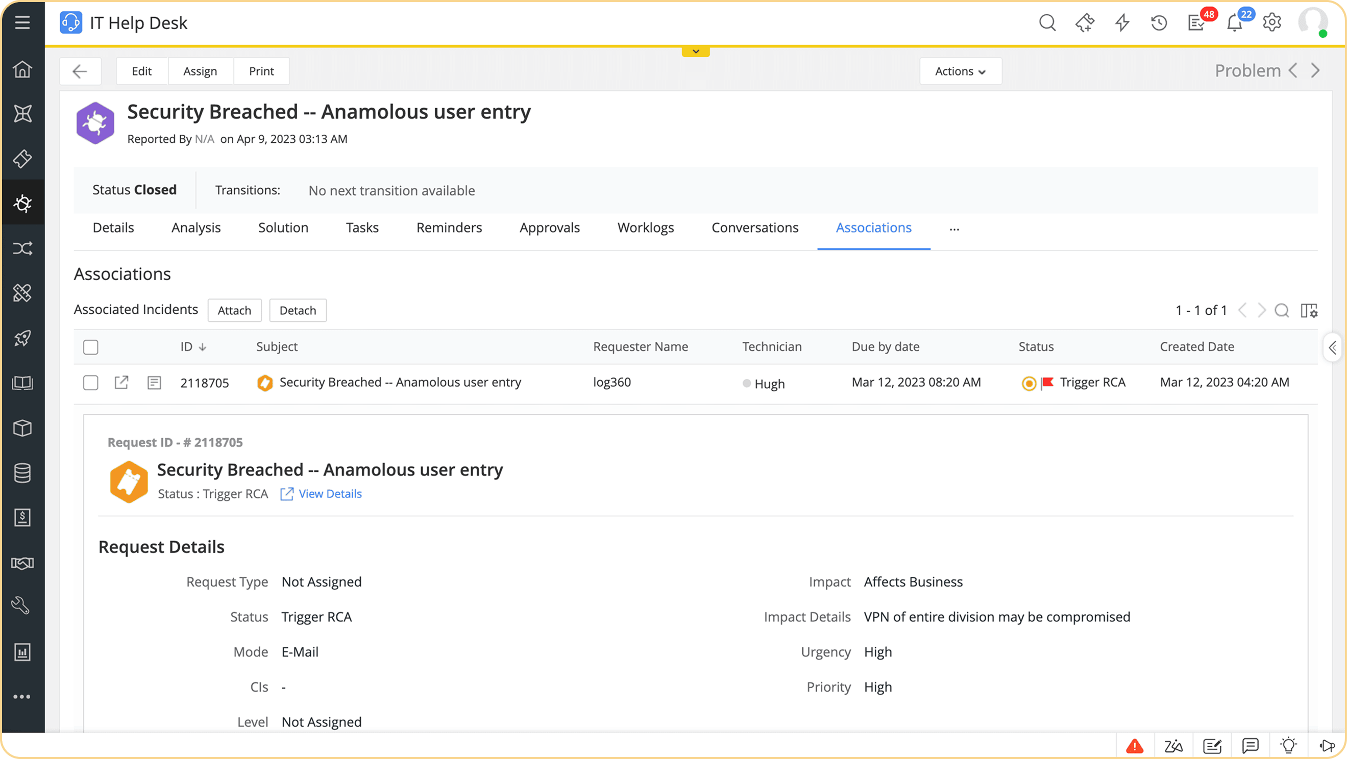 IT incident investigation