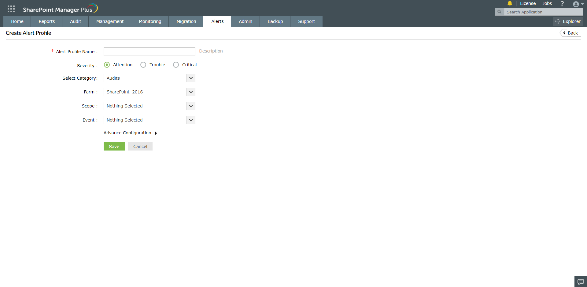 Setting up alert profiles