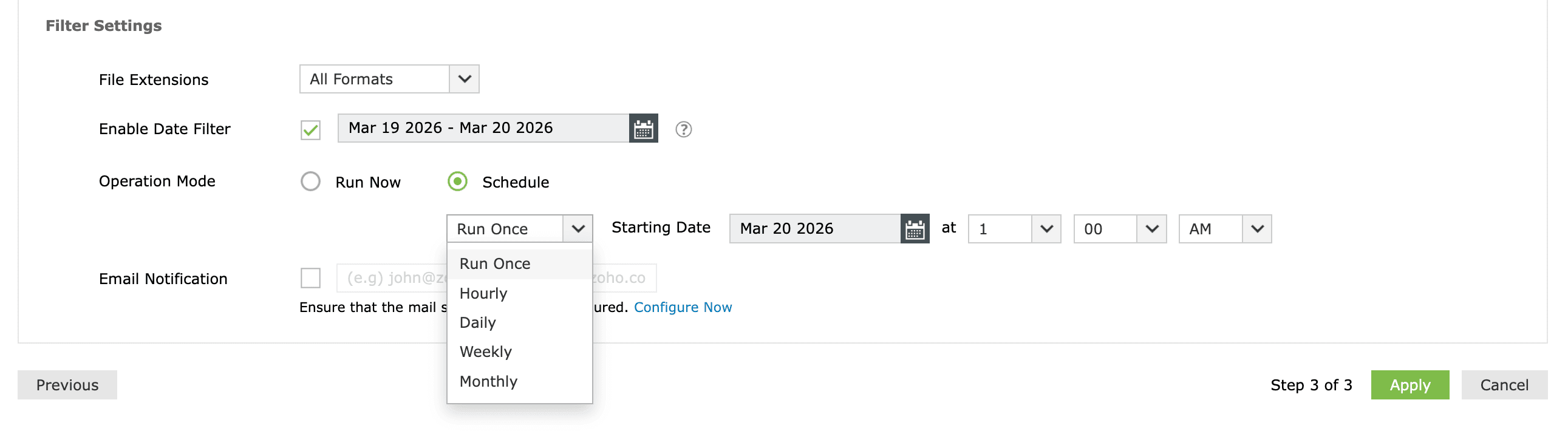Scheduling a file upload task to SharePoint using SharePoint Manager Plus.
