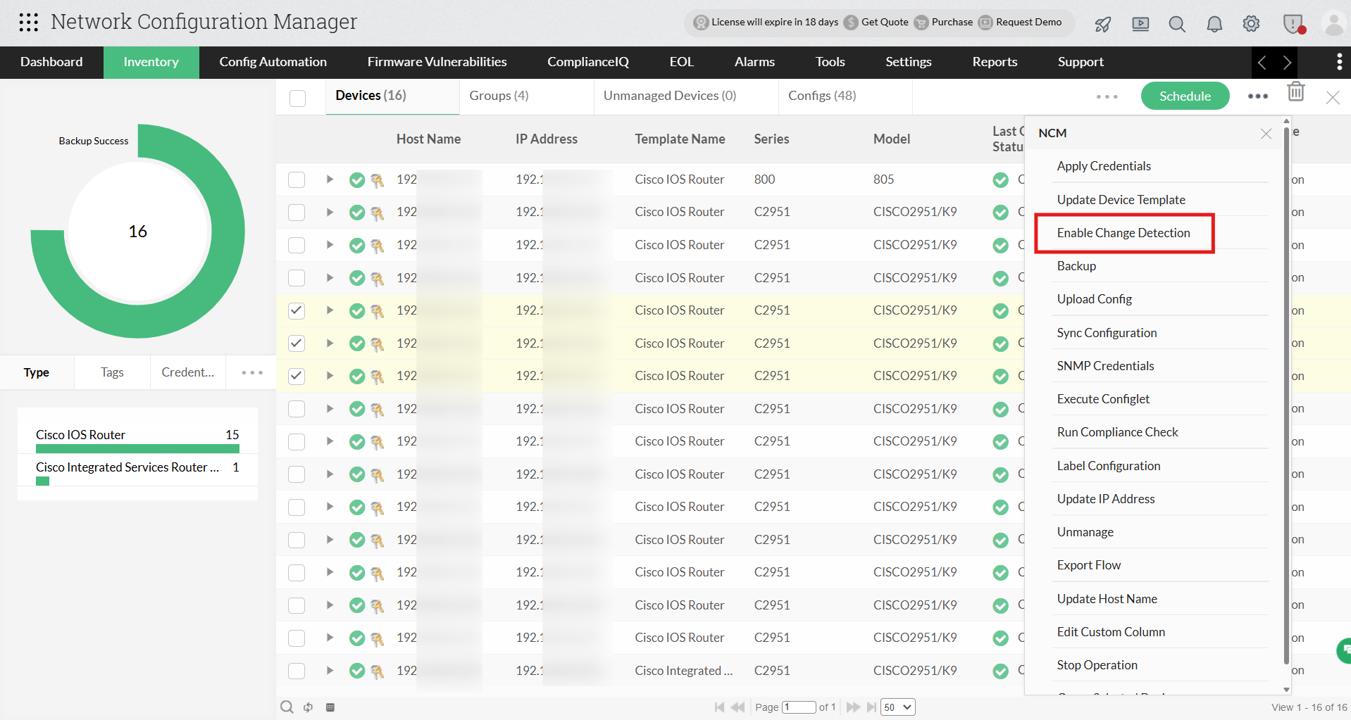 Automated change-based backups Automated change-based backups - ManageEngine Network Configuration Manager