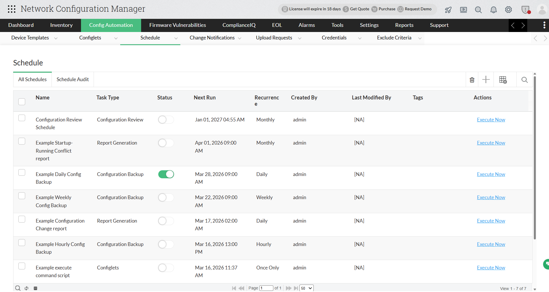 Scheduled backups for continuous protection Scheduled backups for continuous protection - ManageEngine Network Configuration Manager
