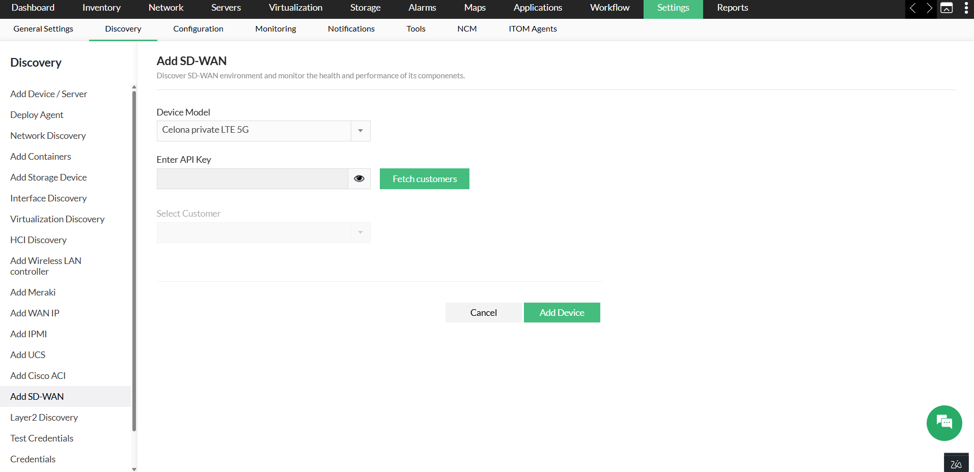 Celona Monitoring in OpManager
