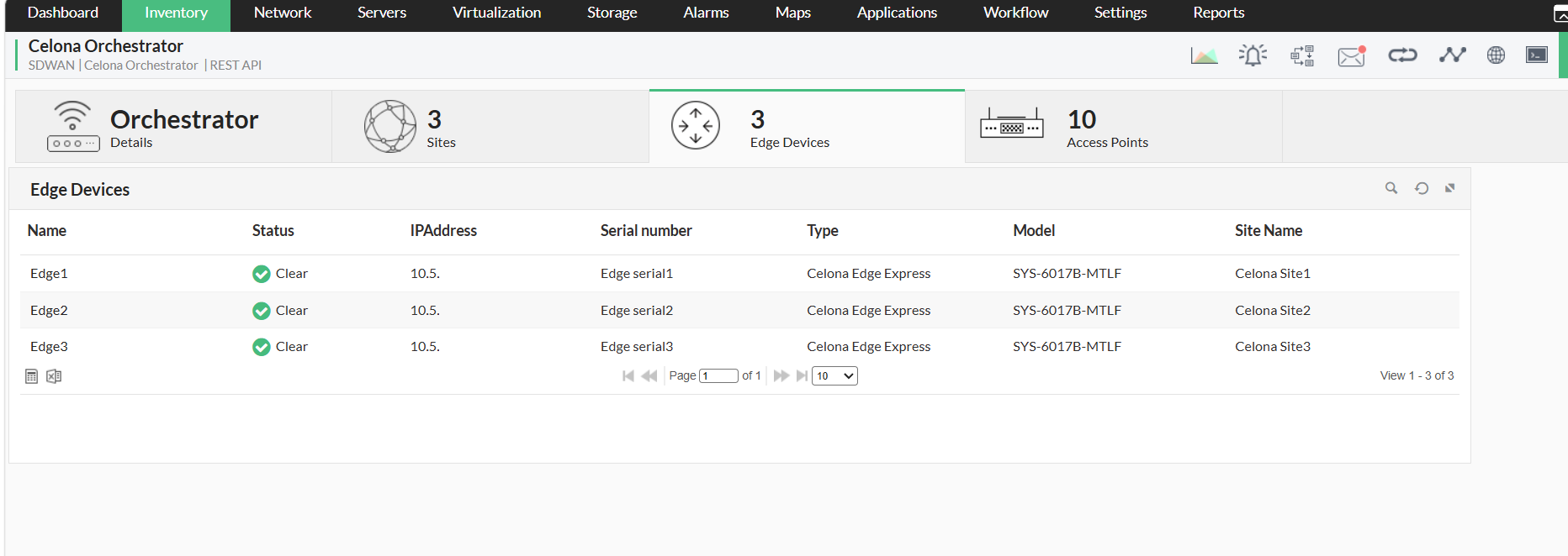 Celona Monitoring in OpManager