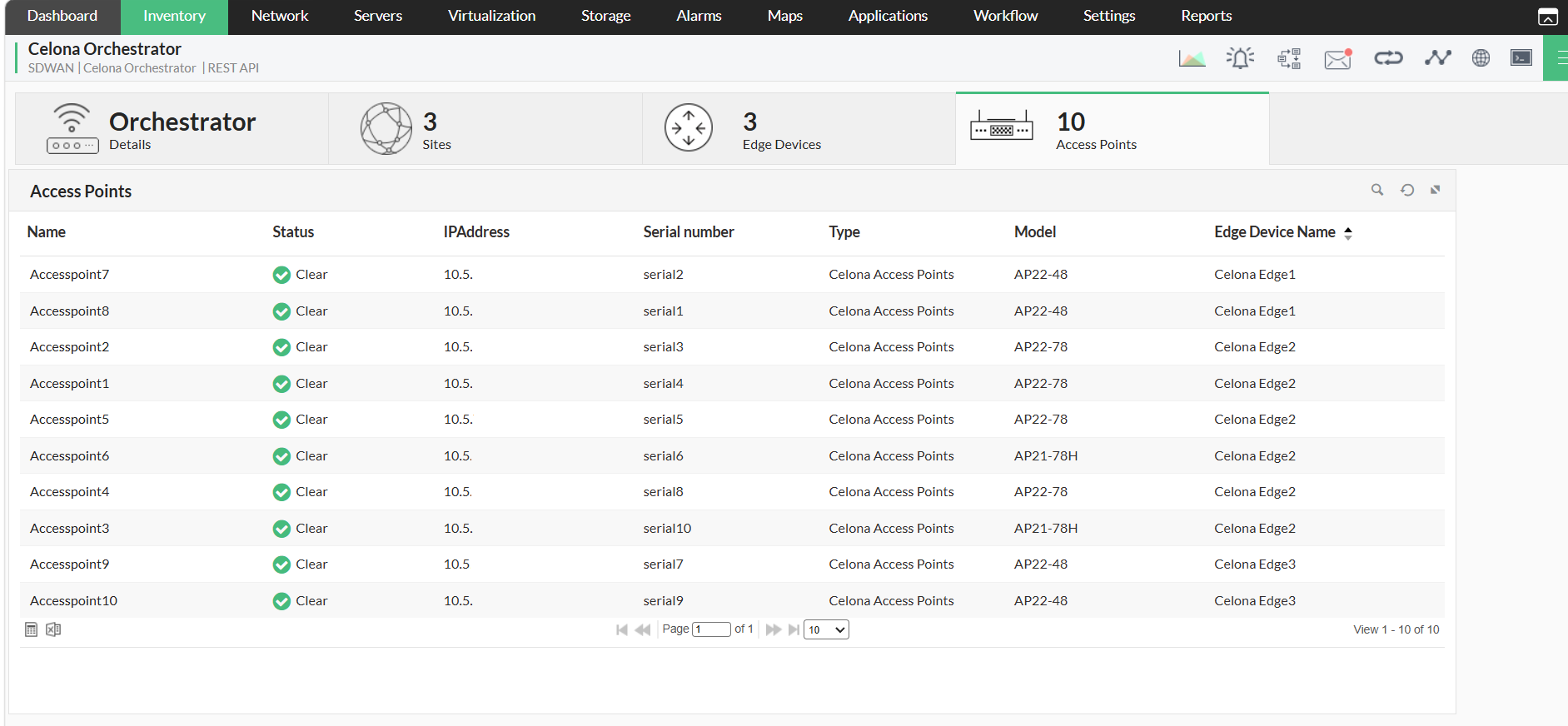 Celona Monitoring in OpManager