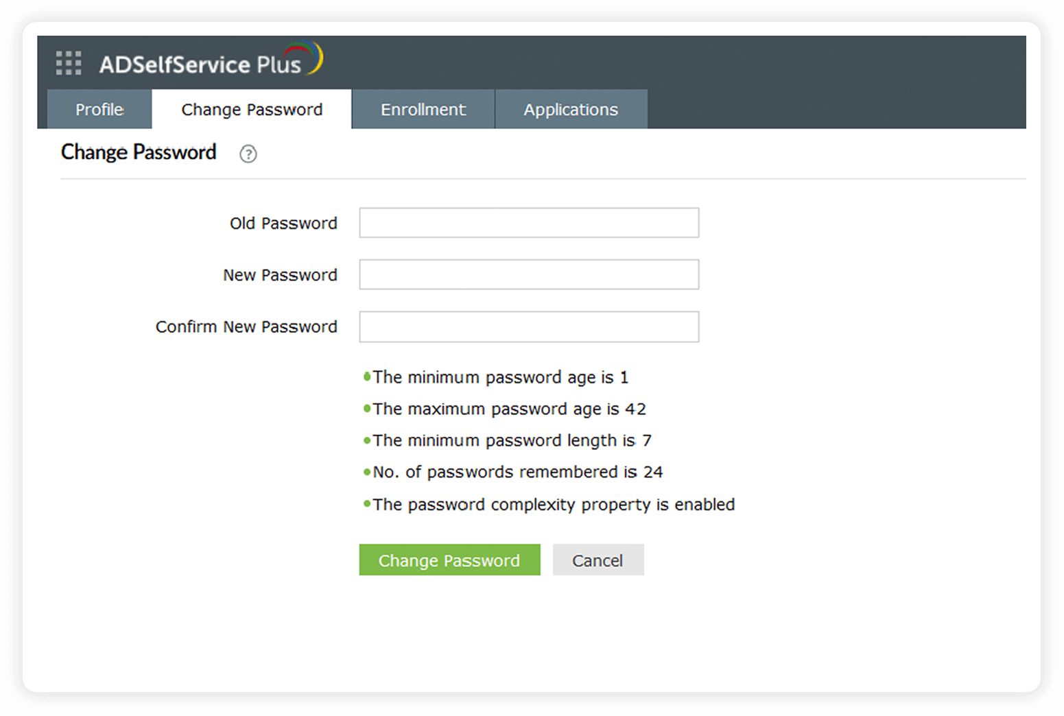 adselfservice-plus-change-password-screen