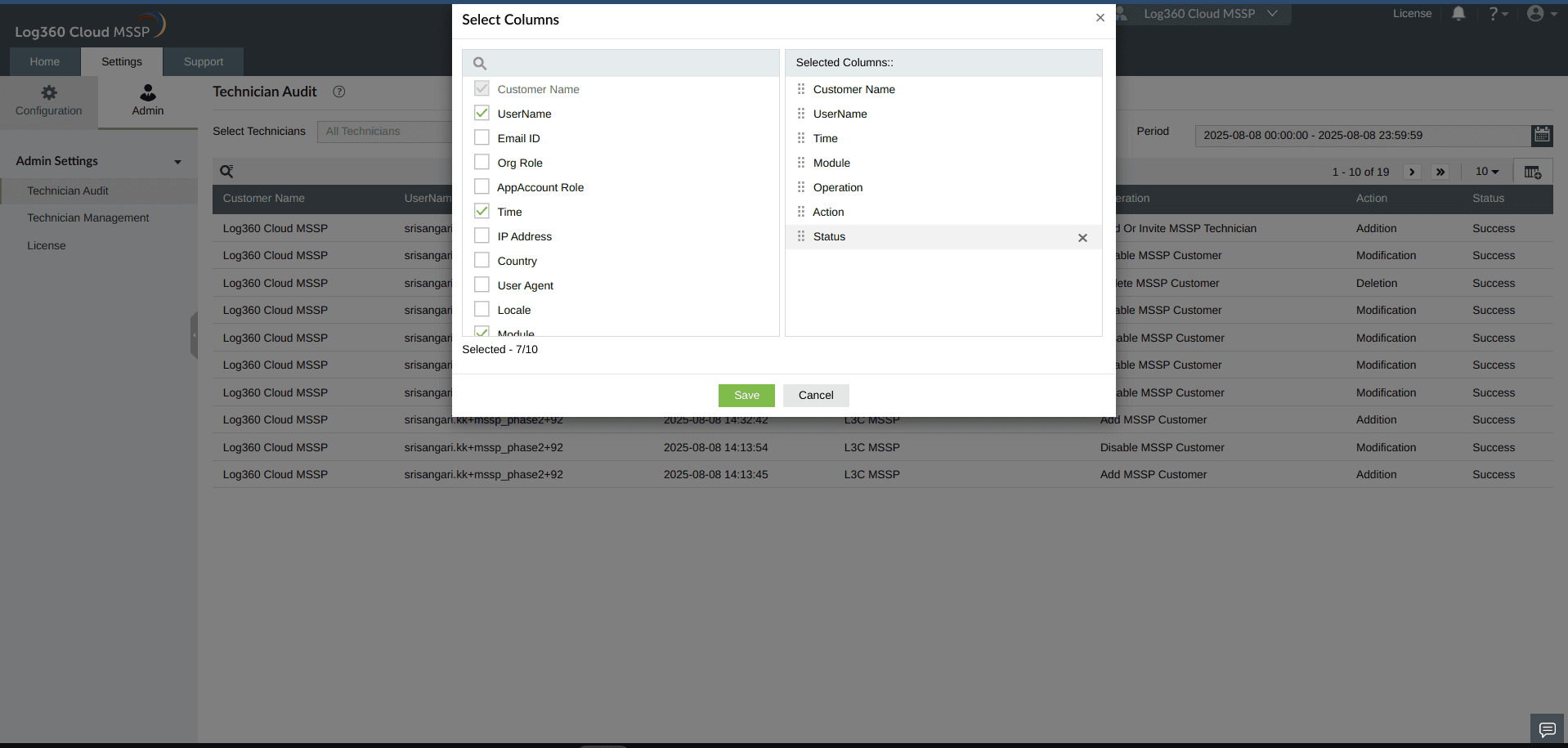 Centralised Technician audit