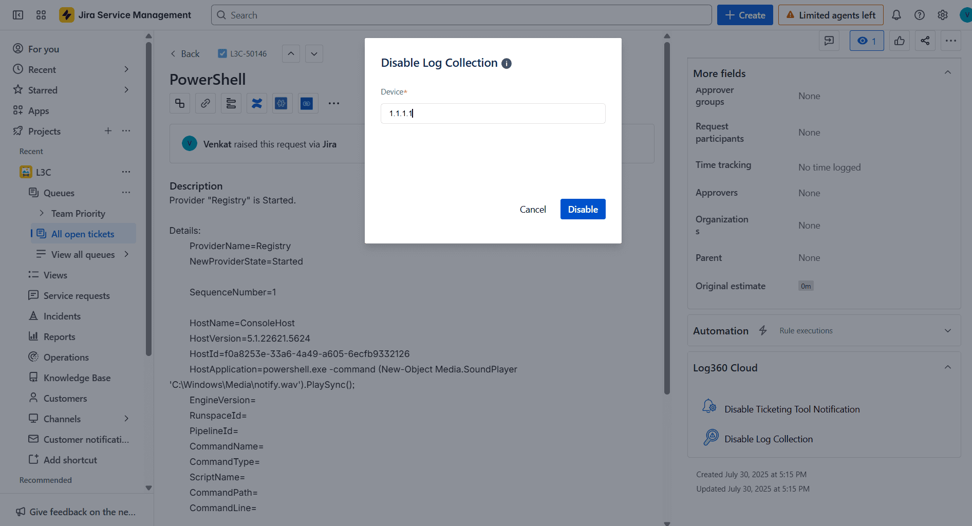 Jira Service Desk On-Demand Integration