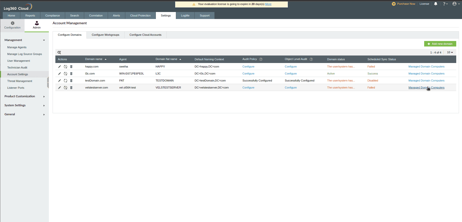 Managed domain computers