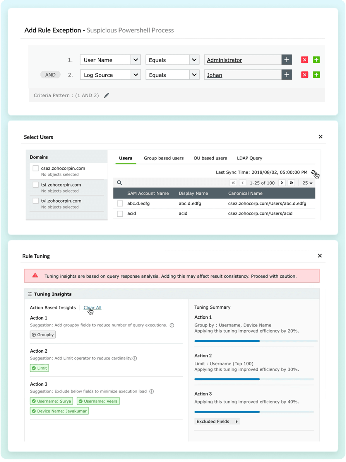Explore Log360 Cloud's detection rule library