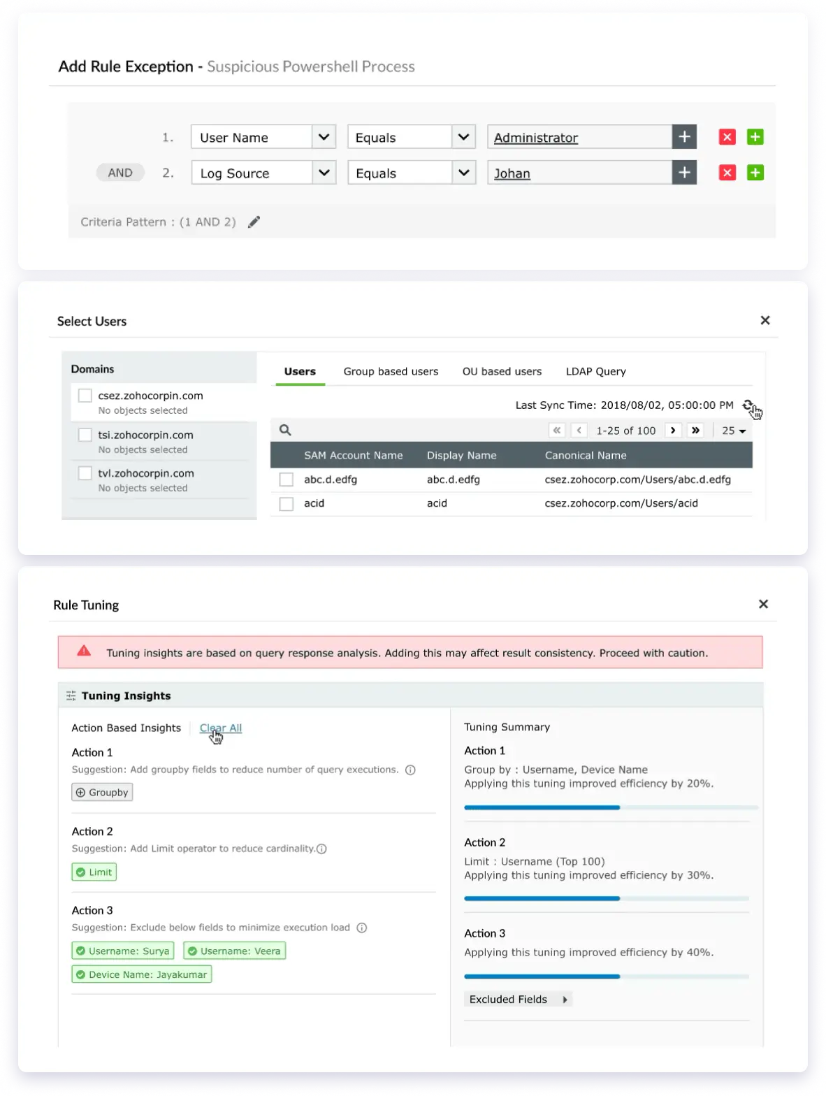 Explore Log360 Cloud's detection rule library