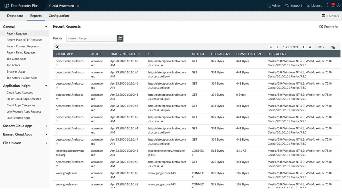 filtering software ManageEngine DataSecurity Plus