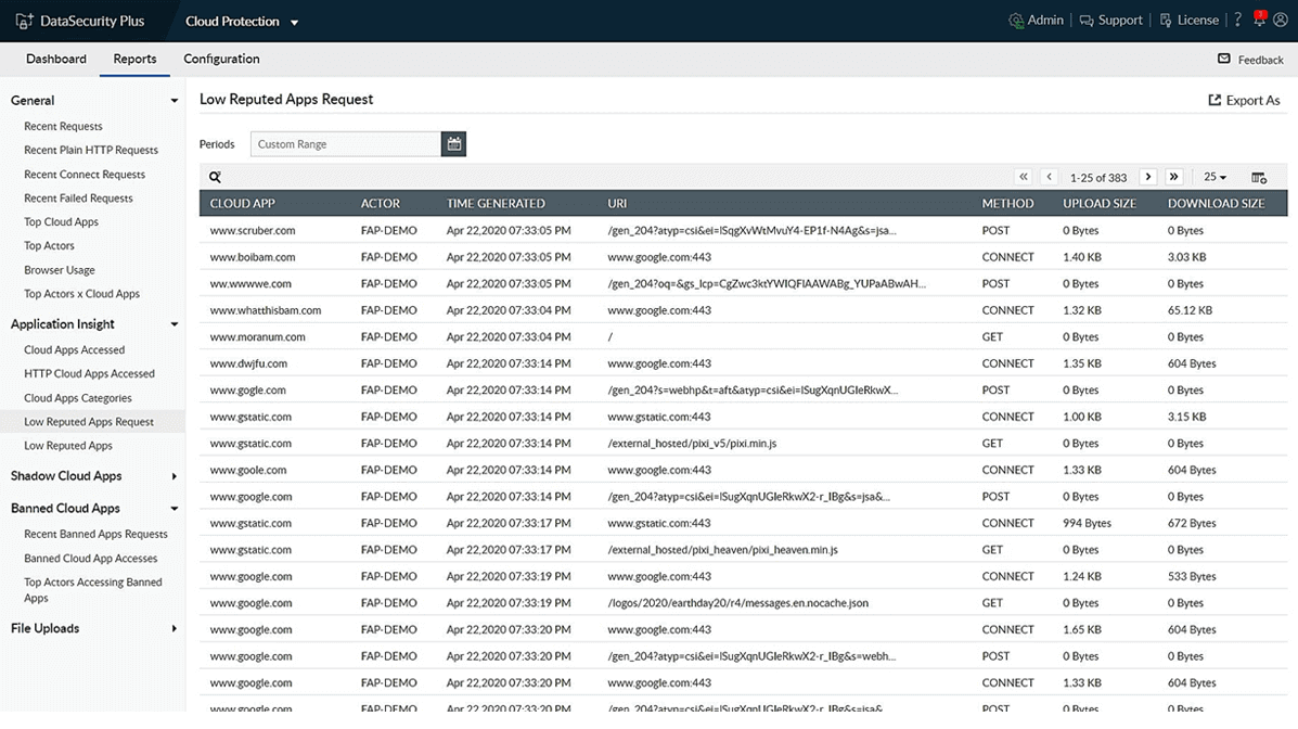 filtering software ManageEngine DataSecurity Plus
