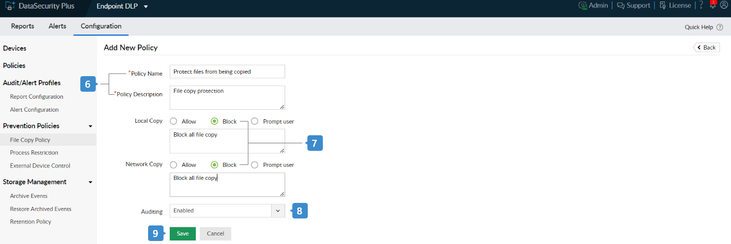 protect files from copying add new policy