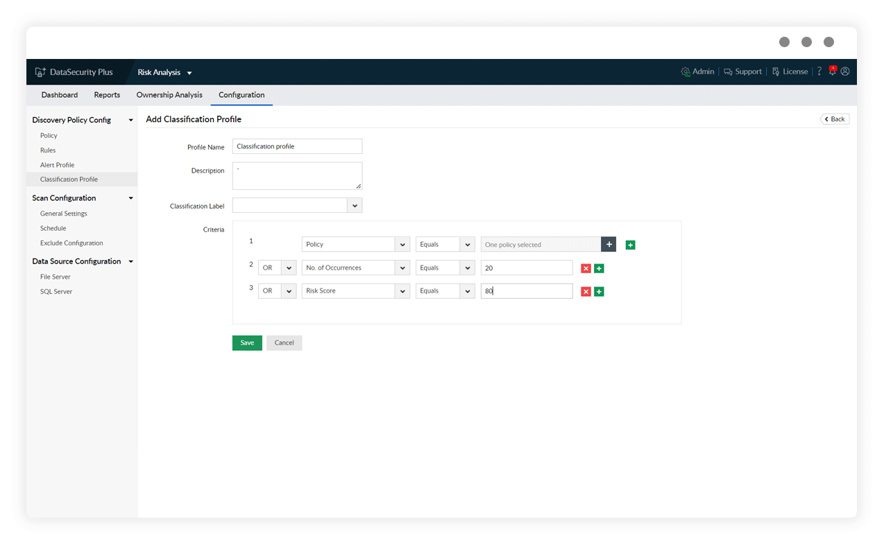Cardholder data discovery tool ManageEngine DataSecurity Plus