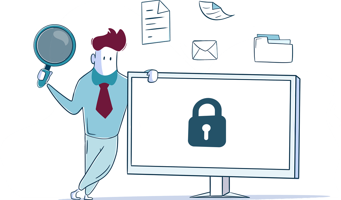 Content-aware data protection illustration showing secure data analysis