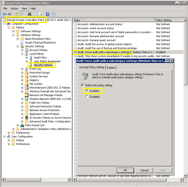 Erzwingen erweiterter Überwachungsrichtlinien