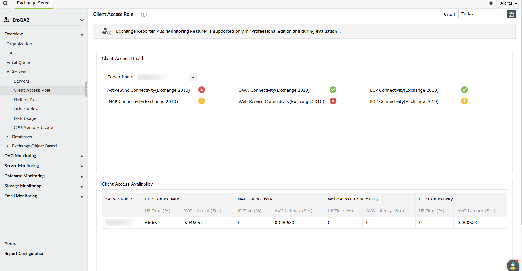 Überwachung von Exchange-CAS mit Exchange Reporter Plus