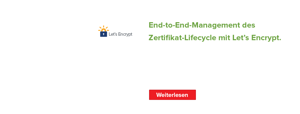 End-to-end certificate life cycle management with Let's Encrypt.