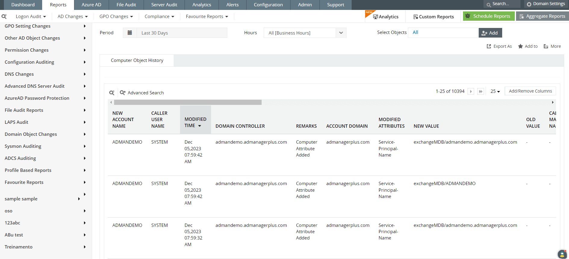 computer management and object history