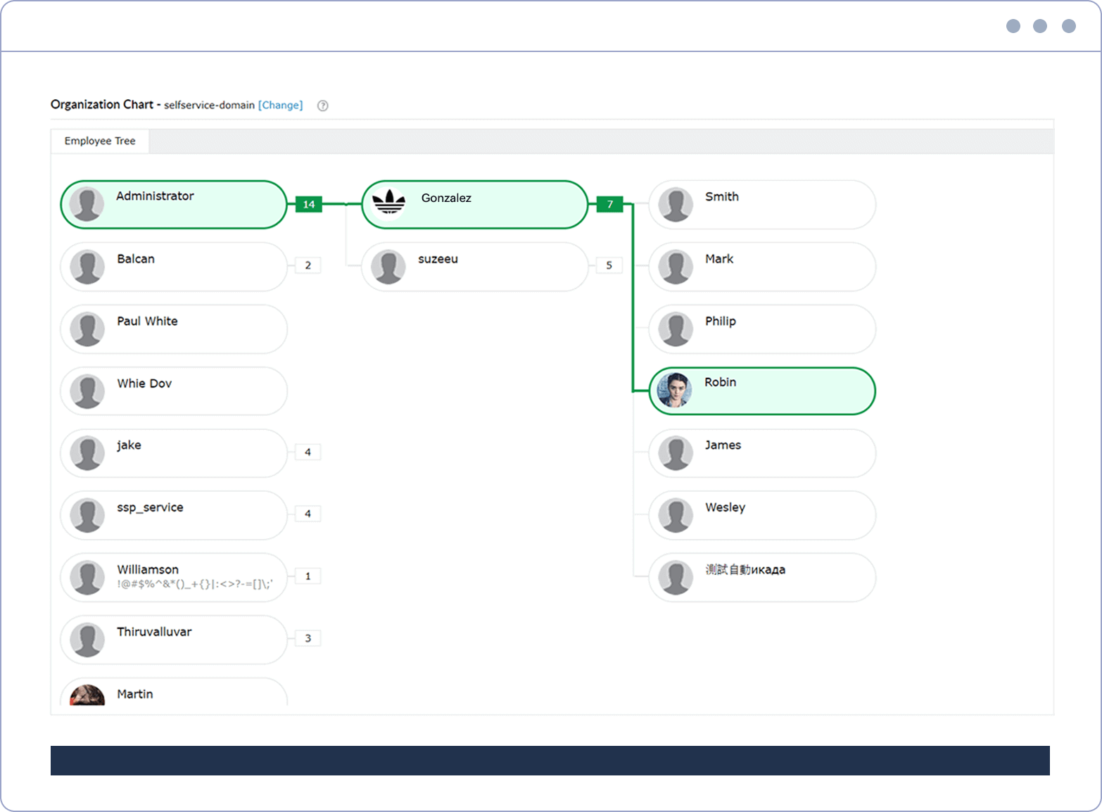 Advanced organization chart