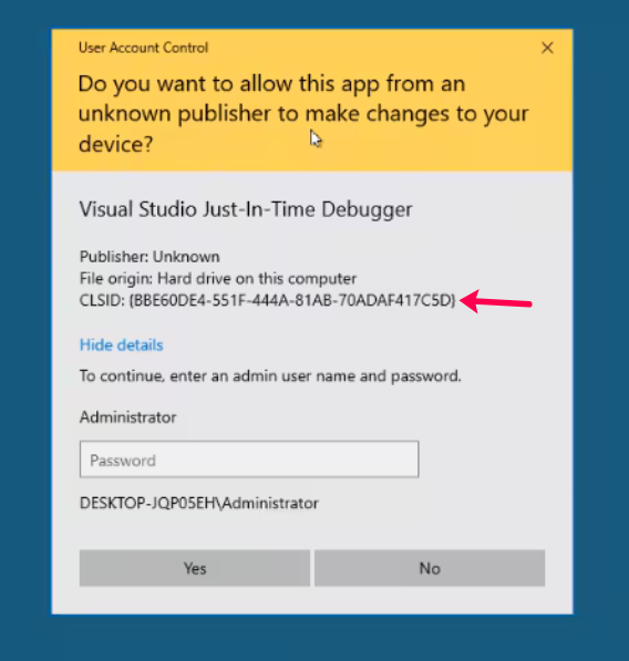 CLSID from UAC Prompt