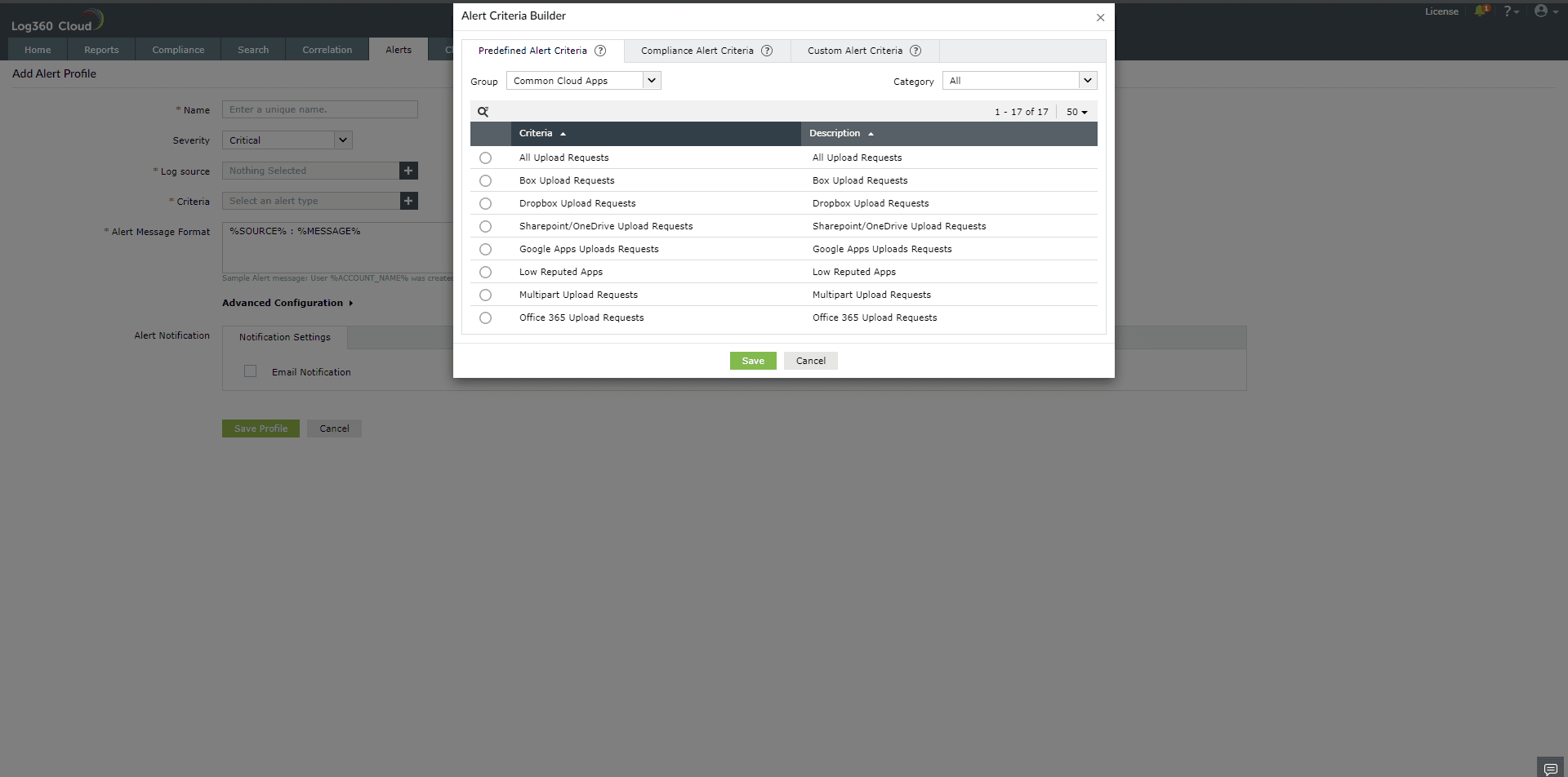Creating Alert Profiles