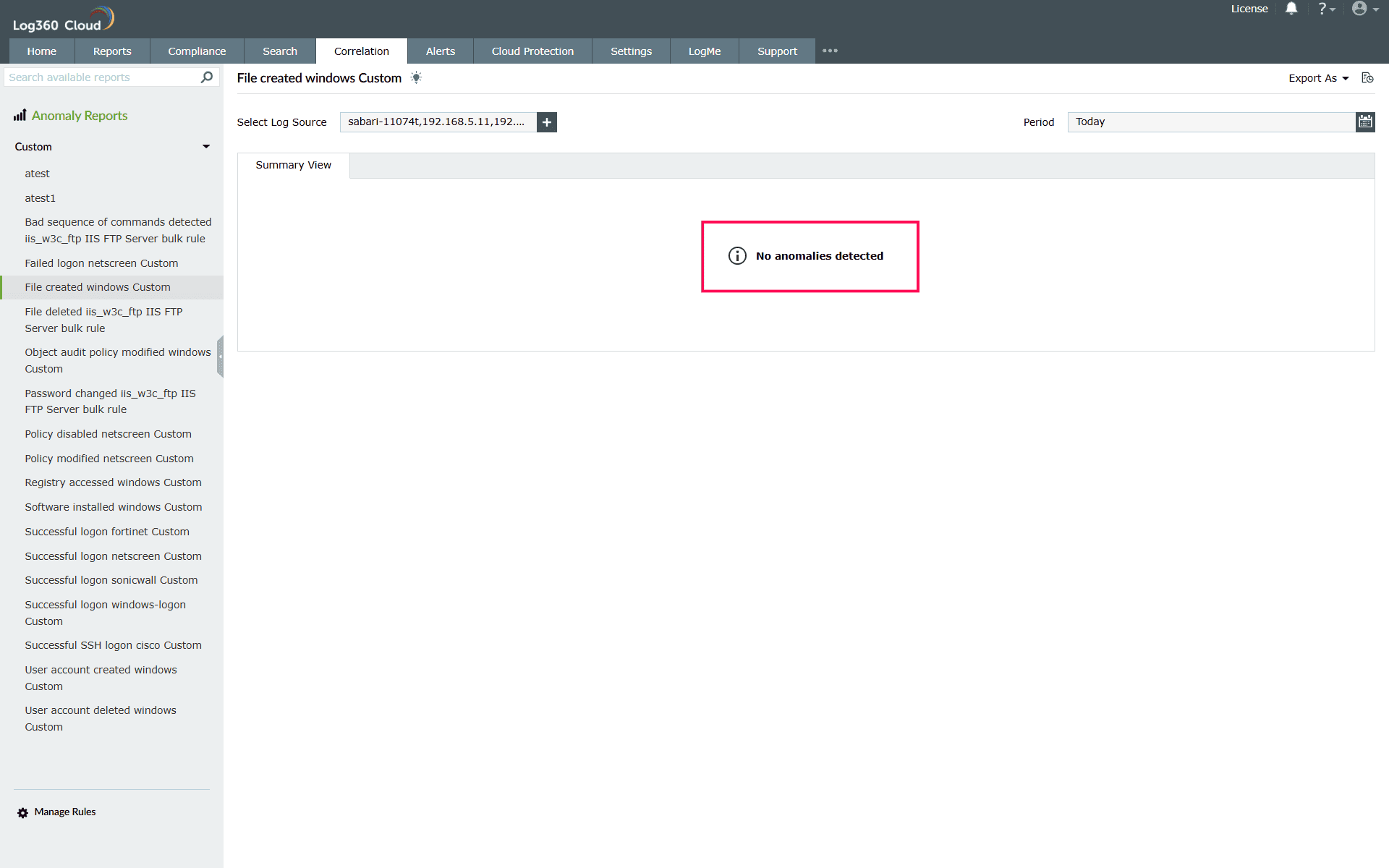 Anomaly reports and alerts