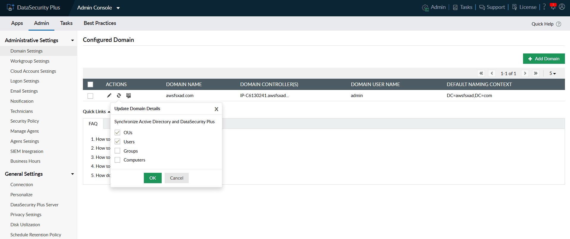 Configure Amazon File System in DataSecurity Plus