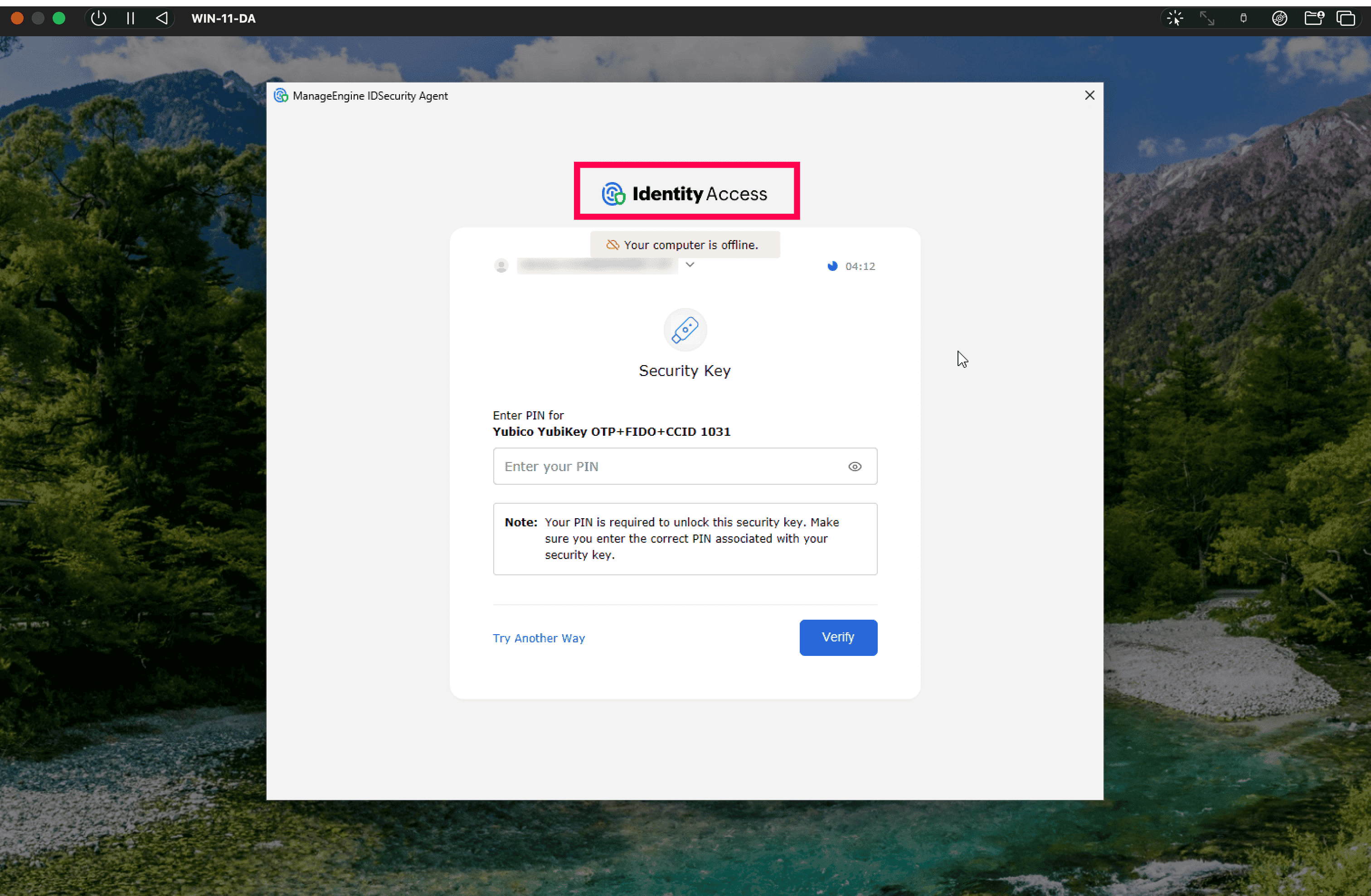 Fig 3: The offline MFA screen, where the offline logo is shown (offline_mfa_logo).