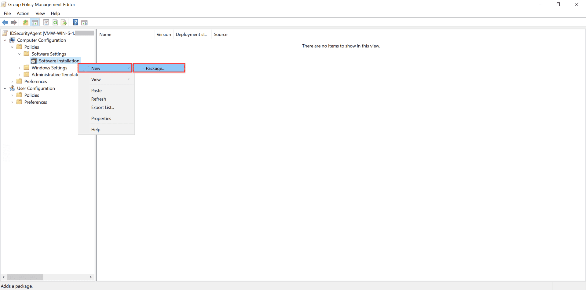 Fig 8: Adding a new software installation package.