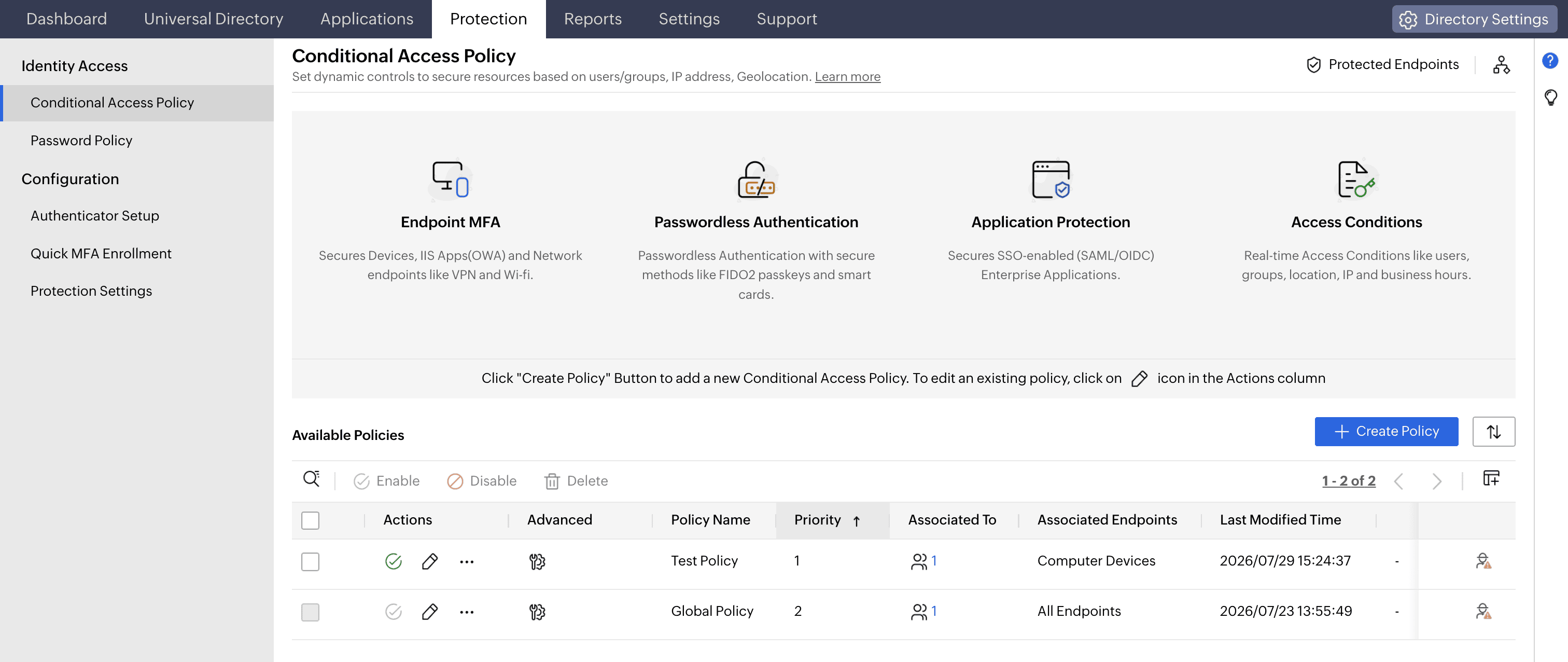 Conditional access policy in Identity Access