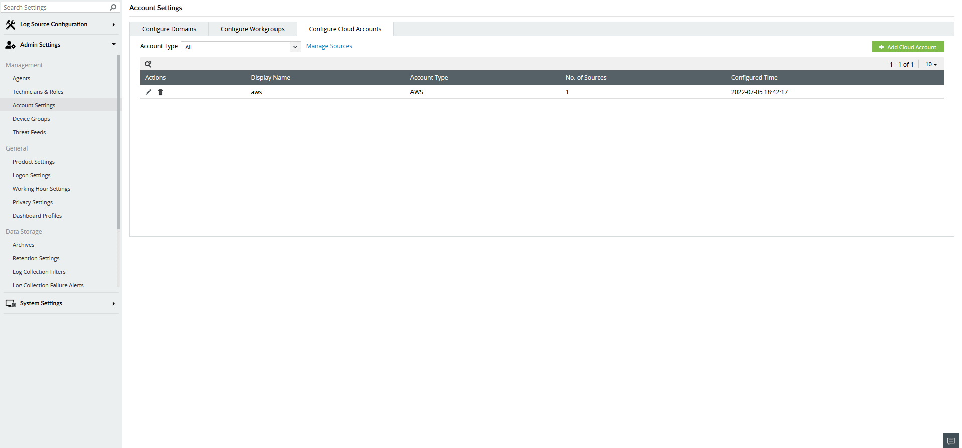 Cloud accounts