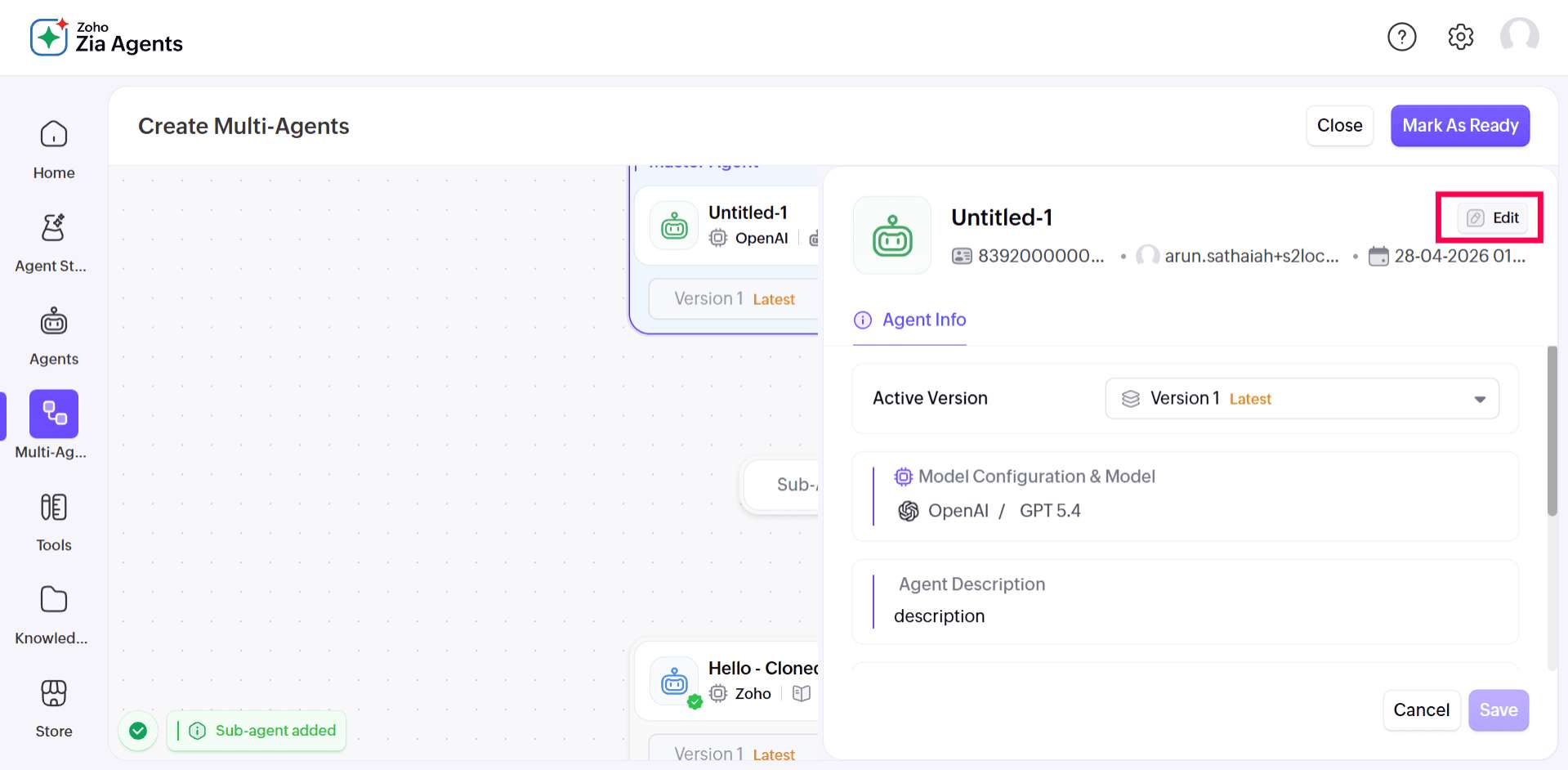 Creating custom agents in Agent Studio in ManageEngine Log360 Cloud