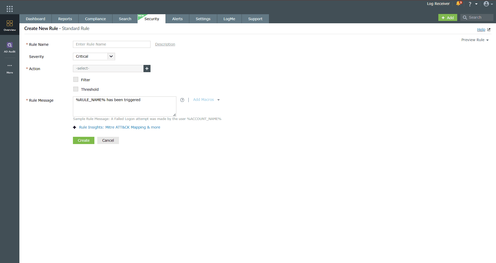 Create a standard rule