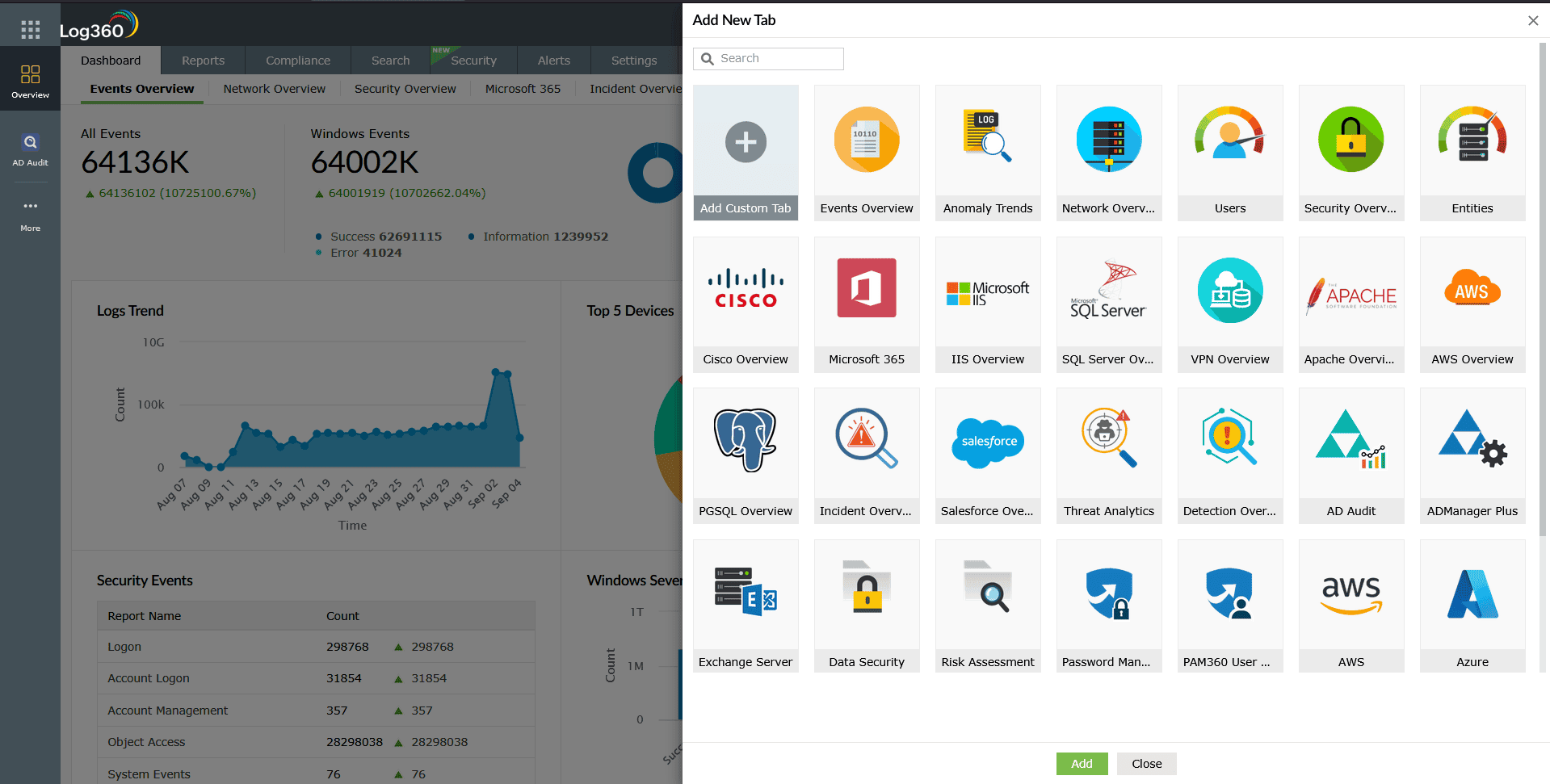 Adding a New Tab in the dashboard