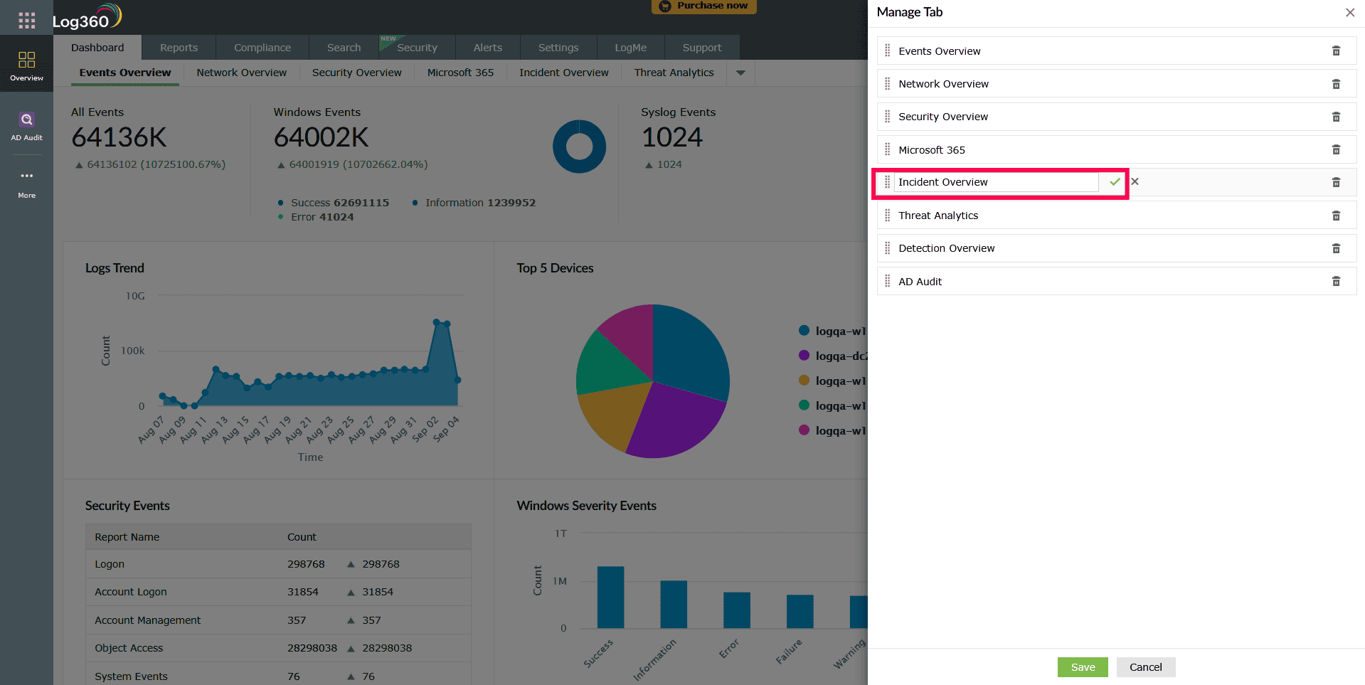 Modifying the tab name