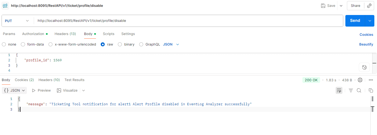 Disable alert profile notification