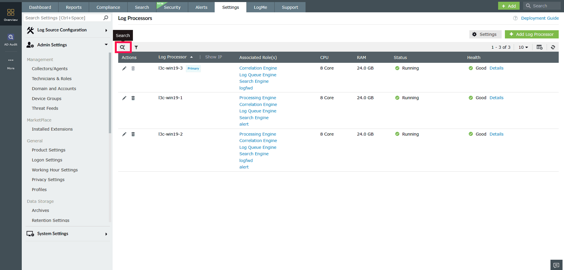 Managing Log Processors