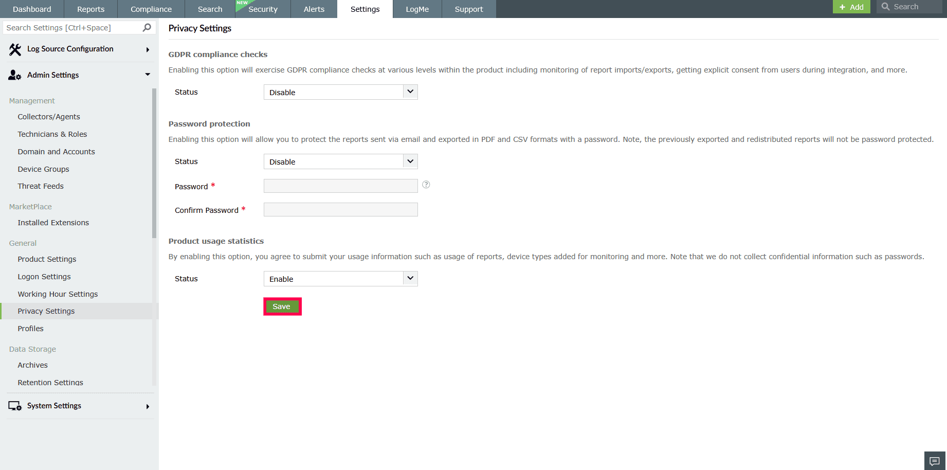 Privacy Settings