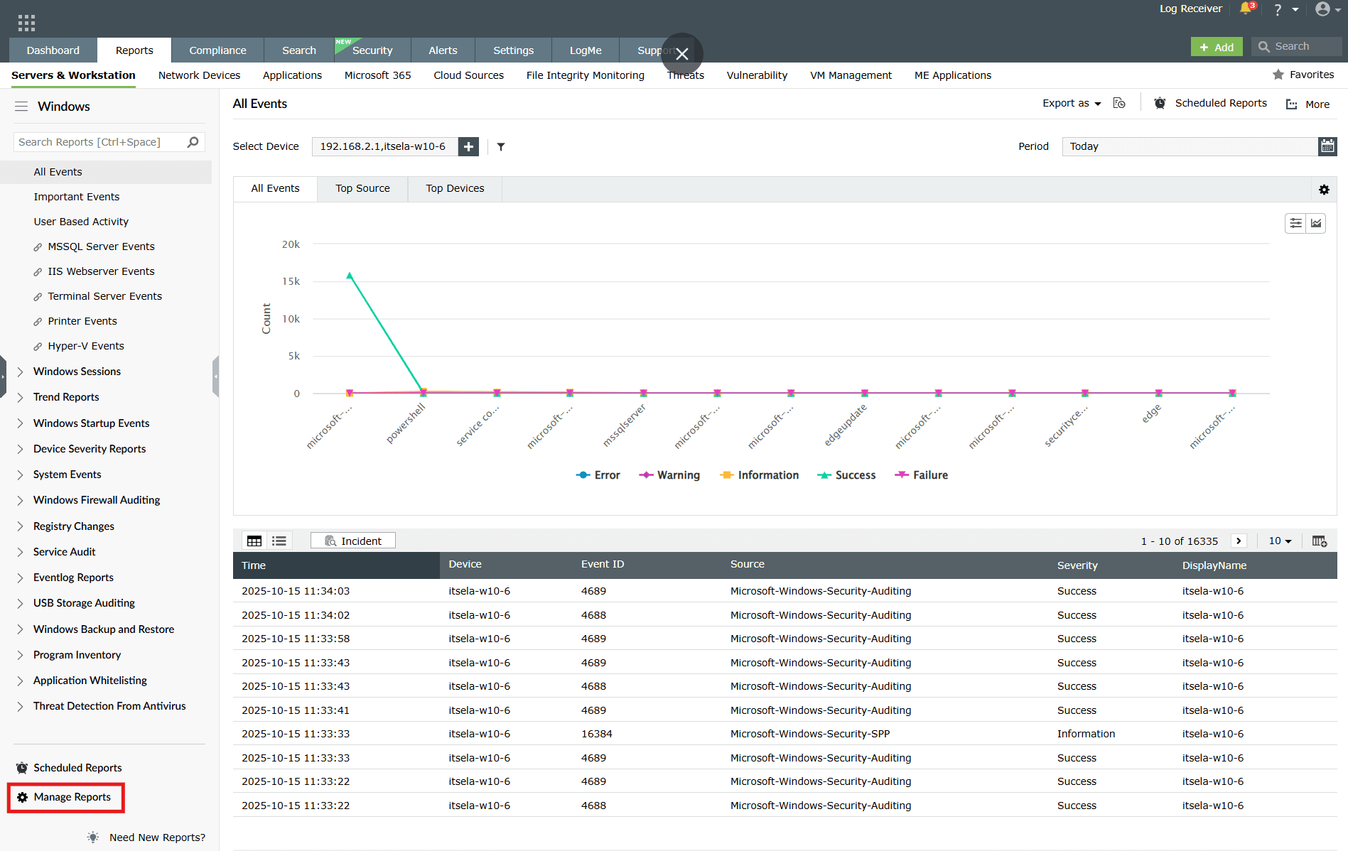 Delete scheduled reports in the manage rules module