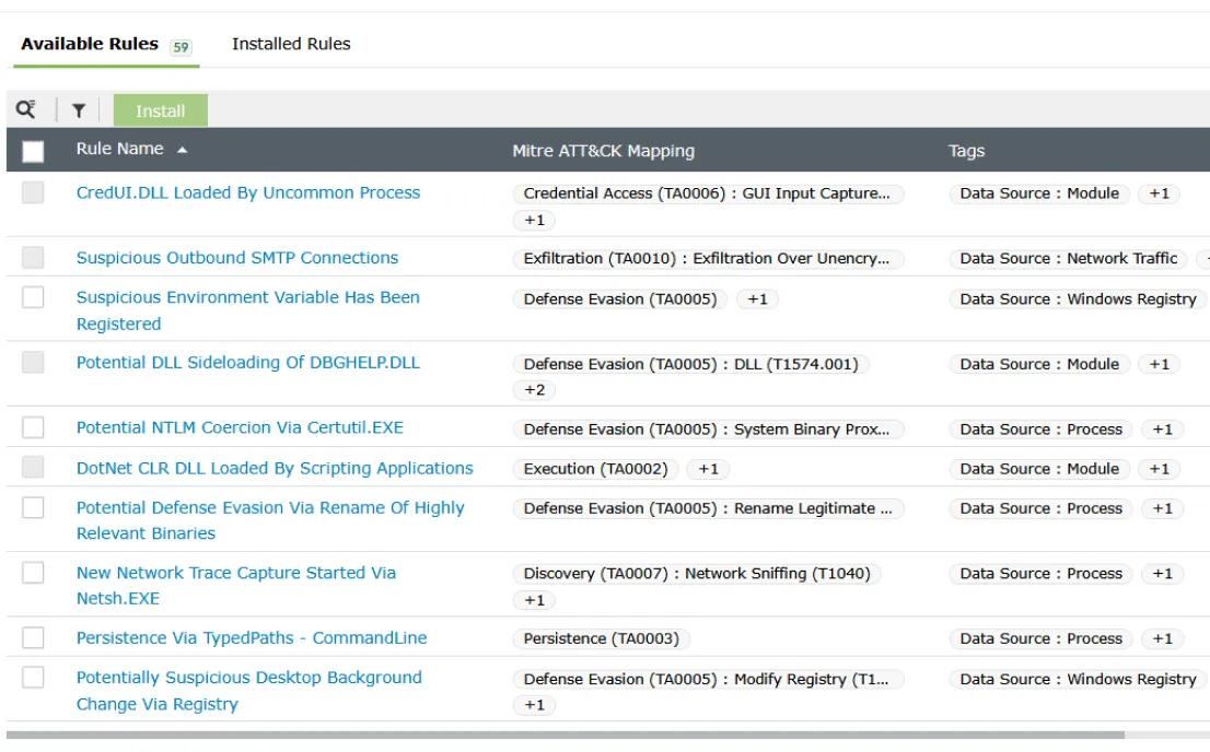 Detection rule library in Log360